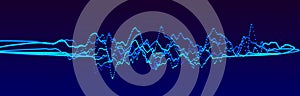 Sound wave element. Abstract blue digital equalizer. Big data visualization. Dynamic light flow. 3d rendering