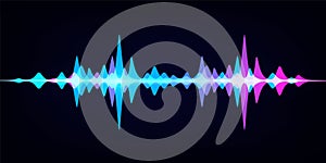 Sound wave equalizer. Modern audio spectrum. Abstract digital wave. Vector waveform on dark background photo