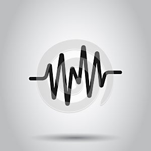 Sound wave icon in flat style. Heart beat vector illustration on isolated background. Pulse rhythm business concept