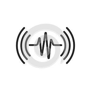 Sound wave icon in flat style. Heart beat vector illustration on white isolated background. Pulse rhythm business concept