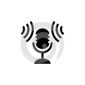 Sound wave icon with microphone. Mic and audio symbol. Vector illustration