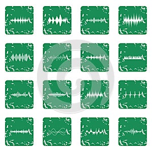 Sound wave icons set grunge