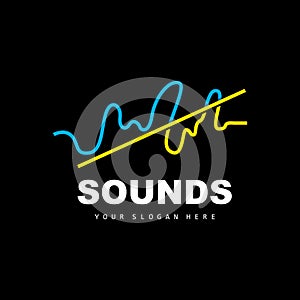 Sound Wave Logo, Equalizer Design, Music Wave Vibration, Simple Vector Icon With Line Style