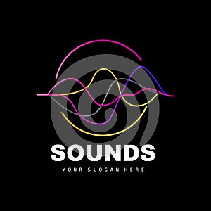 Sound Wave Logo, Equalizer Design, Music Wave Vibration, Simple Vector Icon With Line Style