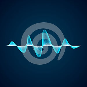 Sound wave pattern. Equalizer graf design. Abstract blue digital waveform. Vector illustration isolated on dark background