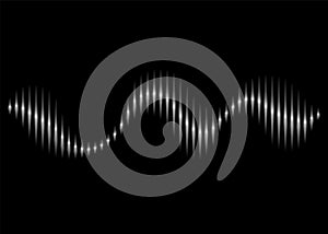 Sound wave rhythm. Sound wave isolated on black background. Vector illustration.