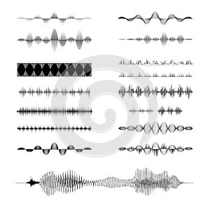 Sound wave set. Isolated vector digital technology