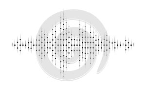 Sound wave signal with lines and dots form for audio recording.