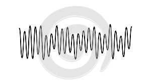 Sound wave signal. Music or voice diagram. Audio track beats. Black curve soundwave rhythm. Pulsating line.