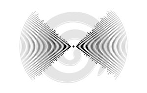 Sound wave signal. Radio or music audio concept. Epicentre or radar icon. Radial signal or vibration elements. Impulse
