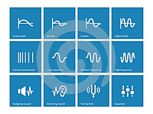 Sound wave types icons on blue background.