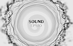 Sound wave vector background. white hud audio. Sound wave audio technology