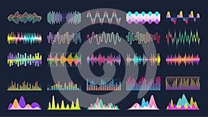 Sound of wave vector cartoon set icon.Illustration isolated of cartoon icon music waveform . Vector illustration set