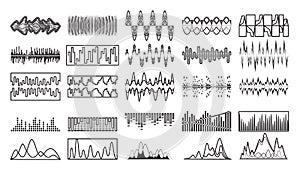 Sound of wave vector outline set icon.Illustration isolated of outline icon music waveform . Vector illustration set