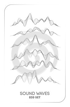Sound wave vector . Vector music voice vibration, song waveform digital spectrum, audio pulse and waveform frequency