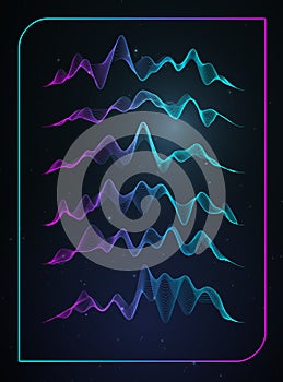 Sound wave vector . Vector music voice vibration, song waveform digital spectrum, audio pulse and waveform frequency