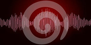 Sound wave visualization with red background illustrating audio frequency patterns