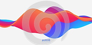 Sound wave visualiztion. 3D colorful solid waveform. Voice sample pattern.