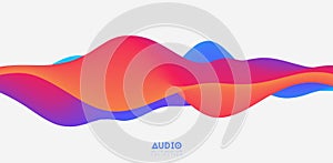 Sound wave visualiztion. 3D colorful solid waveform. Voice sample pattern.