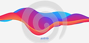 Sound wave visualiztion. 3D colorful solid waveform. Voice sample pattern.