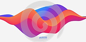 Sound wave visualiztion. 3D colorful solid waveform. Voice sample pattern.