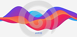 Sound wave visualiztion. 3D colorful solid waveform. Voice sample pattern.