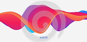 Sound wave visualiztion. 3D colorful solid waveform. Voice sample pattern.