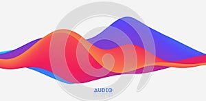 Sound wave visualiztion. 3D colorful solid waveform. Voice sample pattern.