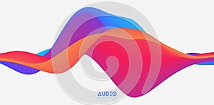 Sound wave visualiztion. 3D colorful solid waveform. Voice sample pattern.