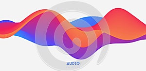 Sound wave visualiztion. 3D colorful solid waveform. Voice sample pattern.