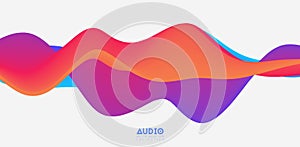 Sound wave visualiztion. 3D colorful solid waveform. Voice sample pattern.