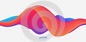 Sound wave visualiztion. 3D colorful solid waveform. Voice sample pattern.