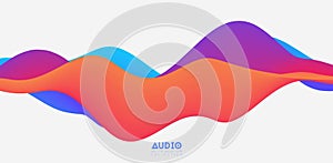 Sound wave visualiztion. 3D colorful solid waveform. Voice sample pattern.