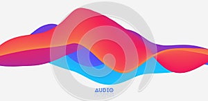 Sound wave visualiztion. 3D colorful solid waveform. Voice sample pattern.