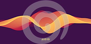 Sound wave visualiztion. 3D orange solid waveform. Voice sample pattern.
