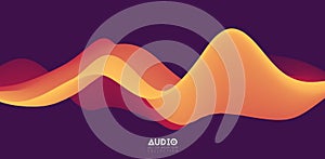Sound wave visualiztion. 3D orange solid waveform. Voice sample pattern.