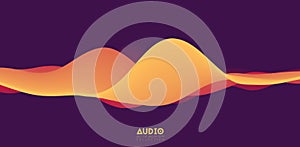 Sound wave visualiztion. 3D orange solid waveform. Voice sample pattern.
