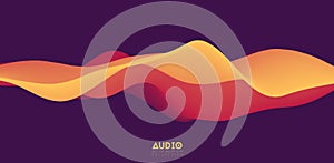 Sound wave visualiztion. 3D orange solid waveform. Voice sample pattern.