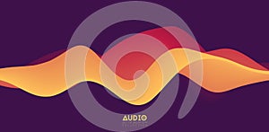 Sound wave visualiztion. 3D orange solid waveform. Voice sample pattern.