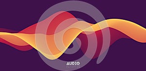 Sound wave visualiztion. 3D orange solid waveform. Voice sample pattern.