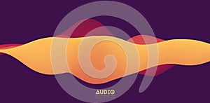 Sound wave visualiztion. 3D orange solid waveform. Voice sample pattern.