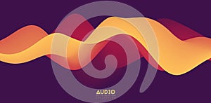 Sound wave visualiztion. 3D orange solid waveform. Voice sample pattern.
