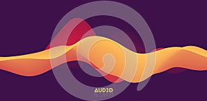 Sound wave visualiztion. 3D orange solid waveform. Voice sample pattern.