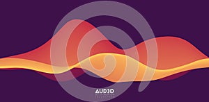 Sound wave visualiztion. 3D orange solid waveform. Voice sample pattern.