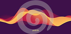Sound wave visualiztion. 3D orange solid waveform. Voice sample pattern.