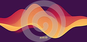 Sound wave visualiztion. 3D orange solid waveform. Voice sample pattern.