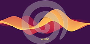 Sound wave visualiztion. 3D orange solid waveform. Voice sample pattern.