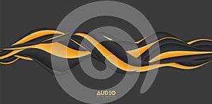 Sound wave visualiztion. 3D solid waveform. Voice sample pattern.