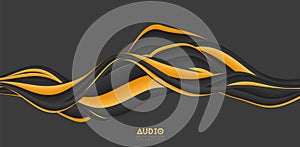 Sound wave visualiztion. 3D solid waveform. Voice sample pattern.