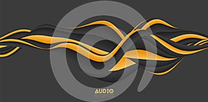 Sound wave visualiztion. 3D solid waveform. Voice sample pattern.